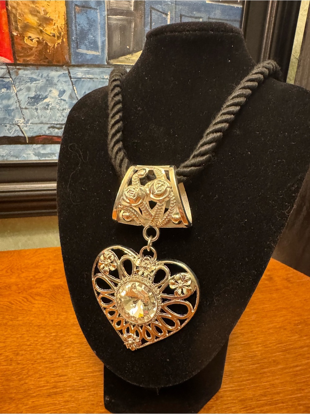 Statement Two Pendant Silk Cord Necklace.